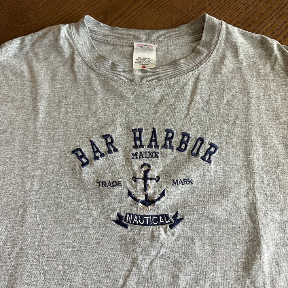 Vintage Bar Harbor Maine Shirt Adult Extra‎ Large Gray Anvil Men's 90s Travel
